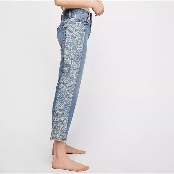 Free People Side Stripe Boyfriend Jeans - Picture 1 of 13